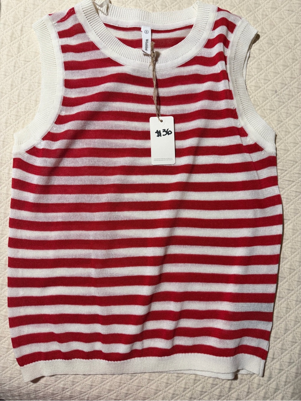 Wishlist Red and White Striped Knit Tank